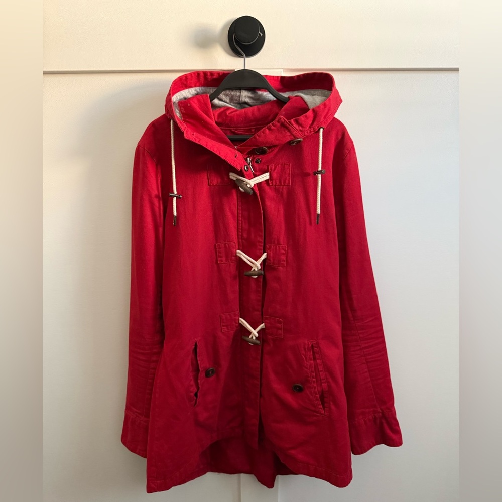 Celebrity Pink Red and Gray Toggle Duffel Coat